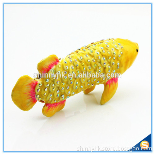 Gold Fish Shape Trinket Box With Rhinestone For Fish Trinket Box SCJ234